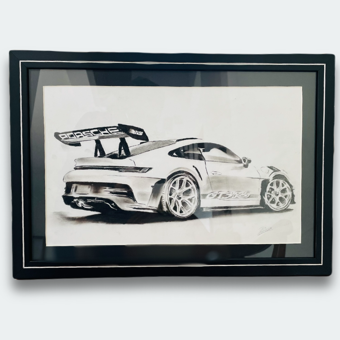 Porsche GT3 RS – Charcoal Drawing by Dhanushka Koggala
